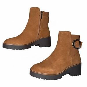 Blondo Dakota Waterproof Cognac Suede Ankle Boots Womens 7M DAKO01SD 935 Lug NEW